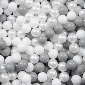 Petsona Foldable Dogs Pool with Balls, Dry Pets Foam Ball Pit, Soft Paddling Pool, gray: white/gray/pearl
