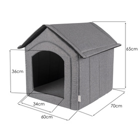 Petsona Haustierhütte Hundehütte Katzenhütte Hundebett für Drinnen Zubehör Für Haustiere, grau