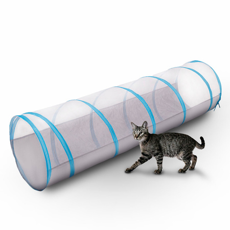 Petsona Faltbarer Spieltunnel Polyester Katzentunnel Hundetunnel, grau-blau