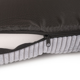Petsona Panier Chien Coussin Chien Tissu Côtelé Housse Lavable Fond Antidérapant, gris foncé