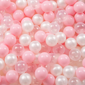 Petsona Foldable Dogs Pool with Balls, Dry Pets Foam Ball Pit, Soft Paddling Pool, pink:powderpink/pearl/transparent, 100 balls
