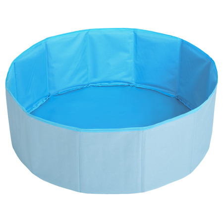Petsona Foldable Dogs Pool with Balls, Dry Pets Foam Ball Pit, Soft Paddling Pool, blue:grey/white/transparent/babyblue, 100 balls