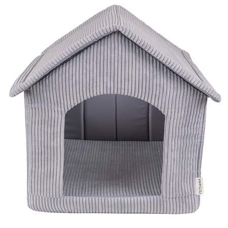 Petsona Hundehütte Rippenstrickstoff Waschbarer Bezug Reißverschlussdach