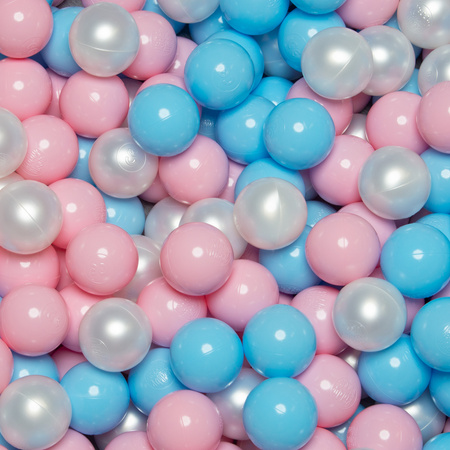 Petsona Foldable Dogs Pool with Balls, Dry Pets Foam Ball Pit, Soft Paddling Pool, pink:babyblue/powderpink/pearl