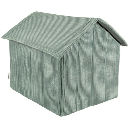 Petsona Niche Pour Chien avec Matelas Tissu Côtelé Fond Antidérapant Toit Zippé, vert