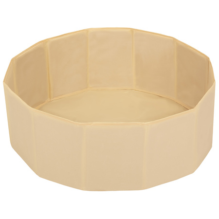 Petsona Foldable Dogs Pool with Balls, Dry Pets Foam Ball Pit, Soft Paddling Pool, light beige: yellow/white/gray/orange, 100 balls