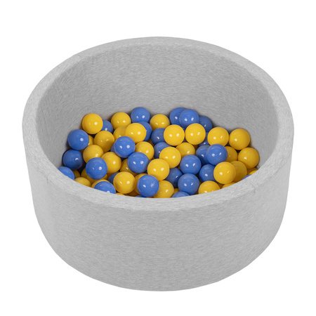 Petsona Foam Dogs Pool with Balls, Pets Soft Ball Pit, Dry Paddling Pool, Removable and Washable Cover, lightgrey:blue/yellow