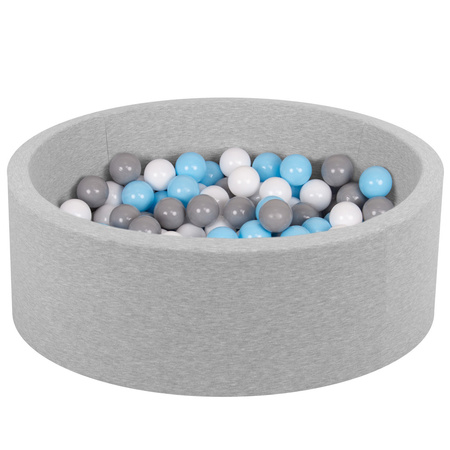 Petsona Bällebad aus Schaumstoff für Haustiere 90x30cm mit Plastikbällen Set Accessoires Spielzeuge, hellgrau: grau/weiß/babyblau