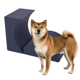 Petsona Foam Soft Play Elements For Pets Dogs Cats With Removable Cover, Ramp/Halfshaft, navy blue