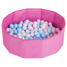 Petsona Foldable Dogs Pool with Balls, Dry Pets Foam Ball Pit, Soft Paddling Pool, pink:babyblue/powderpink/pearl