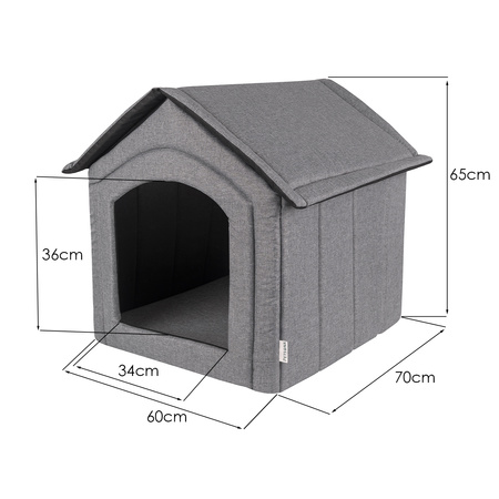 Petsona Haustierhütte Hundehütte Katzenhütte Hundebett für Drinnen Zubehör Für Haustiere, grau