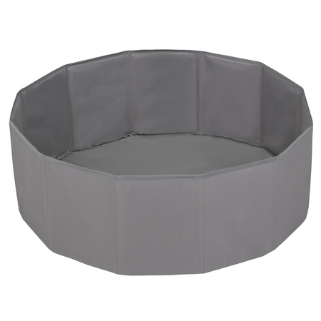 Petsona Foldable Dogs Pool with Balls, Dry Pets Foam Ball Pit, Soft Paddling Pool, Grey