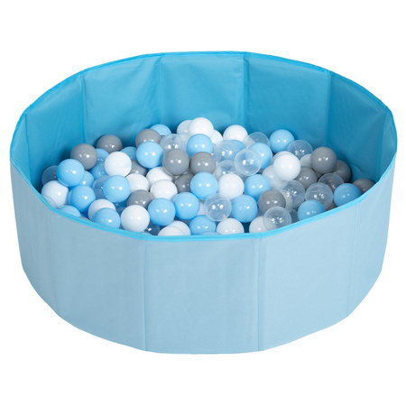 Petsona Hundepool für Hunde Faltbarer Hunde Pool Hundeplanschbecken mit bunten Bällen, Hundebadewanne Spielbereich für Hunde und Planschbecken Katzen, blau: grau/weiß/transparent/babyblau