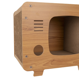 Petsona Cat Scratcher In A Shape of A TV-Box Cat Scratching Post Interactive Cat Scratching-Dome for Self-Entertainment Cat Furniture for Large And Small Cats Durable And Stable natural