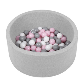 Petsona Piscine pour Chien À Balles Baignoire pour Chien Chat Animal Ronde en Mousse, gris clair: blanc/gris/rose poudré