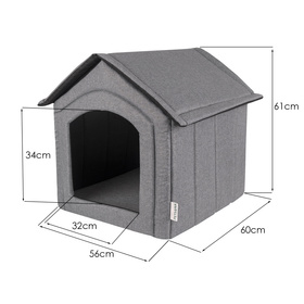 Petsona Haustierhütte Hundehütte Katzenhütte Hundebett für Drinnen Zubehör Für Haustiere, grau