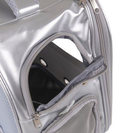 Petsona Dog Backpack Cat Carrier Small Animals Ventilation Holes Cat-Shaped Window, Grey