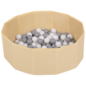 Petsona Piscine pour Chien À Balles Baignoire pour Chien Chat Animal, beige clair : blanc/gris, 100 balles