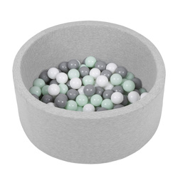 Petsona Bällebad aus Schaumstoff für Haustiere 90x30cm mit Plastikbällen Set Accessoires Spielzeuge, hellgrau: weiß/grau/minze