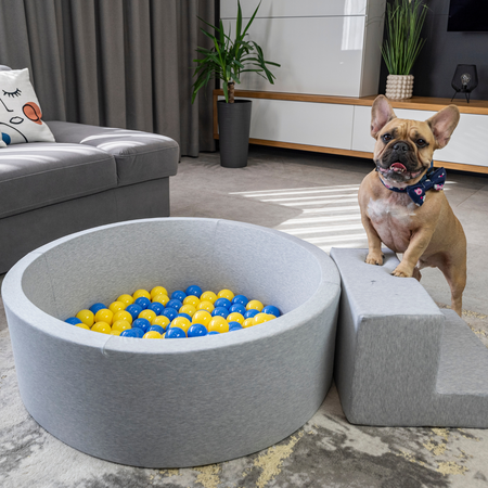 Petsona Weiche Hundepool aus Schaumstoff, Hundeplanschbecken mit bunten Bällen, Spielbereich für Hunde und Katzen, Abnehmbarem Waschbarem Bezug