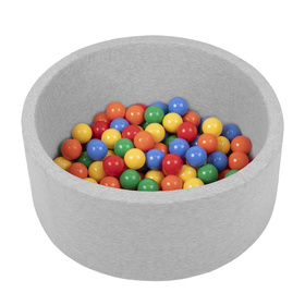 Petsona Foam Dogs Pool with Balls, Pets Soft Ball Pit, Dry Paddling Pool, Removable and Washable Cover, lightgrey:yellow/green/blue/red/orange