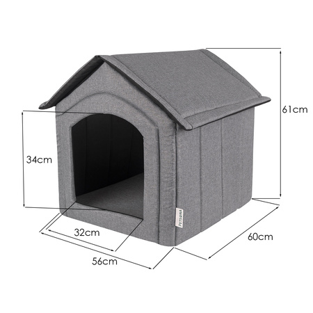 Petsona Haustierhütte Hundehütte Katzenhütte Hundebett für Drinnen Zubehör Für Haustiere, grau