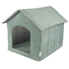 Petsona Dog House with Mattress Ribbed Texture Zipped Roof Comfort for Your Pet, Green