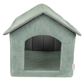 Petsona Niche Pour Chien avec Matelas Tissu Côtelé Fond Antidérapant Toit Zippé, vert