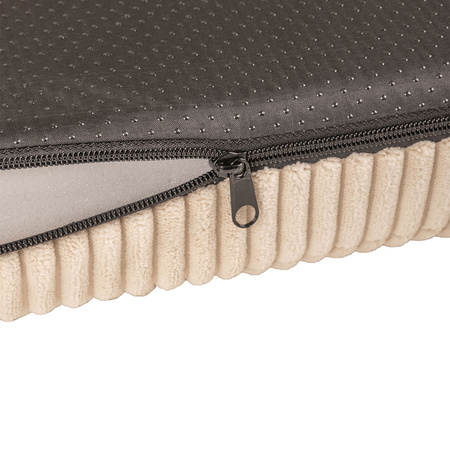 Petsona Dog Bed Mattress Ribbed Texture Washable Cover Anti Slip Bottom, Beige