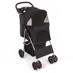 Petsona Poussette Pour Chien Pliable Confort Urbain Léger Avec Panier Rangement, noir
