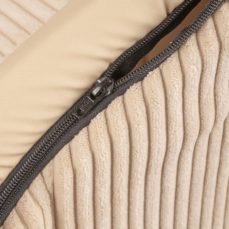 Petsona Dog House with Mattress Ribbed Texture Zipped Roof Comfort for Your Pet, Beige