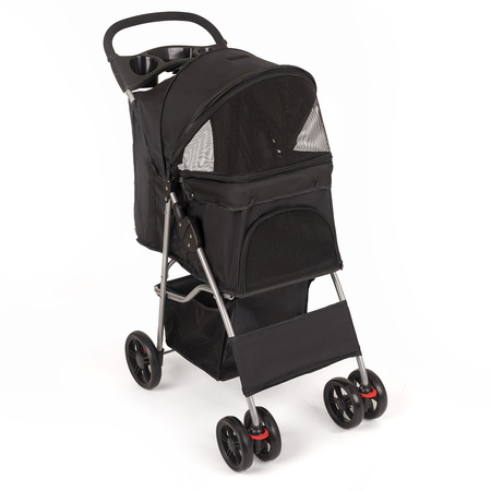 Petsona Poussette Pour Chien Pliable Confort Urbain Léger Avec Panier Rangement, noir