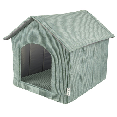 Petsona Dog House with Mattress Ribbed Texture Zipped Roof Comfort for Your Pet, Green
