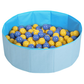 Petsona Foldable Dogs Pool with Balls, Dry Pets Foam Ball Pit, Soft Paddling Pool, blue:blue/yellow, 100 balls
