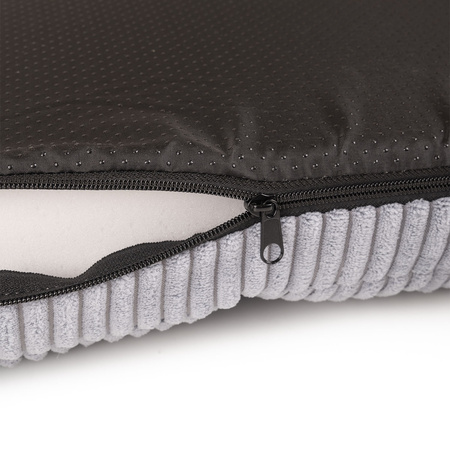 Petsona Panier Chien Coussin Chien Tissu Côtelé Housse Lavable Fond Antidérapant, gris foncé