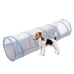 Petsona Pet Tunnel Collapsible Pop Up Portable Keeps Pets Active Outdoors, grey-blue