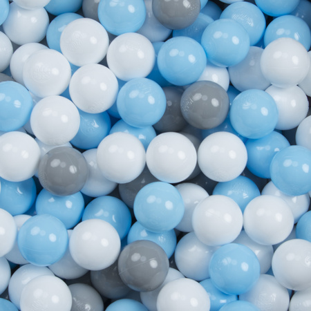 Petsona Foam Dogs Pool with Balls, Pets Soft Ball Pit, Dry Paddling Pool, Removable and Washable Cover, lightgrey:grey/white/babyblue
