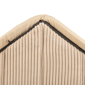 Petsona Dog House with Mattress Ribbed Texture Zipped Roof Comfort for Your Pet, Beige