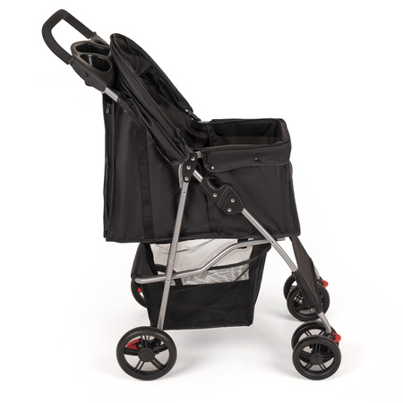 Petsona Poussette Pour Chien Pliable Confort Urbain Léger Avec Panier Rangement, noir