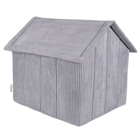 Petsona Niche Pour Chien avec Matelas Tissu Côtelé Fond Antidérapant Toit Zippé, gris foncé