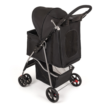 Petsona Poussette Pour Chien Pliable Confort Urbain Léger Avec Panier Rangement, noir
