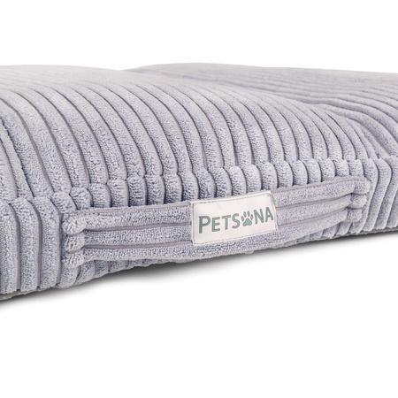Petsona Panier Chien Coussin Chien Tissu Côtelé Housse Lavable Fond Antidérapant, gris foncé