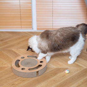 Petsona Kratzbrett für Katzen Natürlicher Katzenkratzer Spielplatz Kratzpappe & Kratzteppich für Katze Katzenspielzeug Selbstbeschäftigung, natürlich