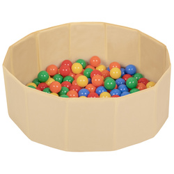 Petsona Hundepool für Hunde Faltbarer Hunde Pool Hundeplanschbecken mit bunten Bällen, Hundebadewanne Spielbereich für Hunde und Planschbecken Katzen, hellbeige: gelb/grün/blau/rot/orange, 100 Bälle