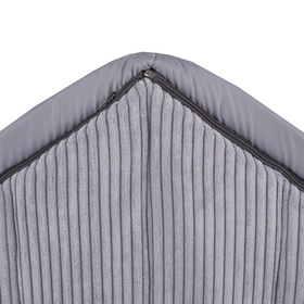 Petsona Niche Pour Chien avec Matelas Tissu Côtelé Fond Antidérapant Toit Zippé, gris foncé