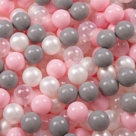 Petsona Hundepool für Hunde Faltbarer Hunde Pool Hundeplanschbecken mit bunten Bällen, Hundebadewanne Spielbereich für Hunde und Planschbecken Katzen, pink: perle/grau/transparent/puderrosa