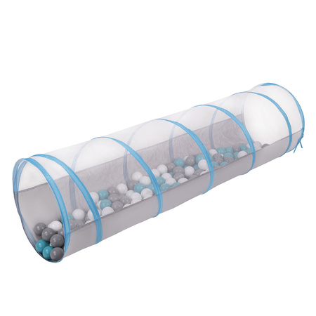 Petsona Tunnel Pour Animaux les Chats Et Les Chiens Avec Des Boules Colorées Pliable Jouet Pour Animaux De Compagnie Idéal Pour Intérieur Et Extérieur , gris-bleu:gris/blanc/turquoise