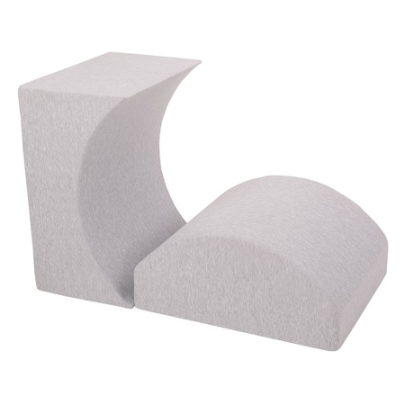 Petsona Foam Soft Play Elements For Pets Dogs Cats With Removable Cover, Ramp/Halfshaft, light grey