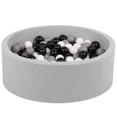 Petsona Suchy basen okrągły DLA ZWIERZĄT z piłeczkami 6cm Zabawka basen piankowy, jasnoszary: szary-biały-czarny