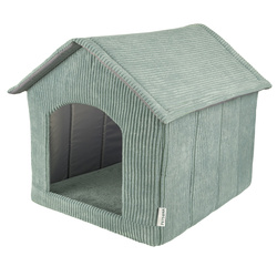 Petsona Dog House with Mattress Ribbed Texture Zipped Roof Comfort for Your Pet, Green